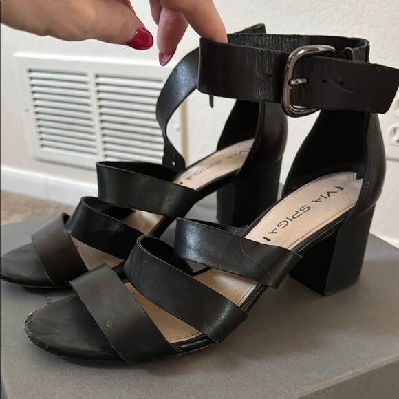 Via Spiga Shoes - Via Spiga Black Heeled Sandals with Chunky Heel